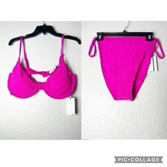 NWT NWT Good American Jacquard Demi Top And Bottom Bikini - Picture 4 of 12